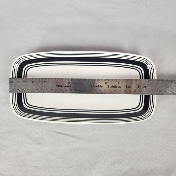 Tar Hong Rectangle Sushi Plates Set of 4 Black White Melamine Dishwasher Safe - Picture 8 of 11